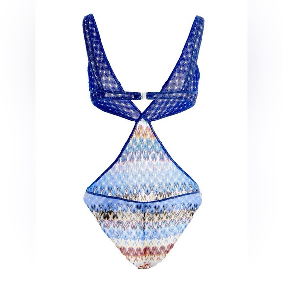 MISSONI Trikini Printed One-Piece Swimsuit in Blue Size: M | US8, IT44 - Picture 2 of 5